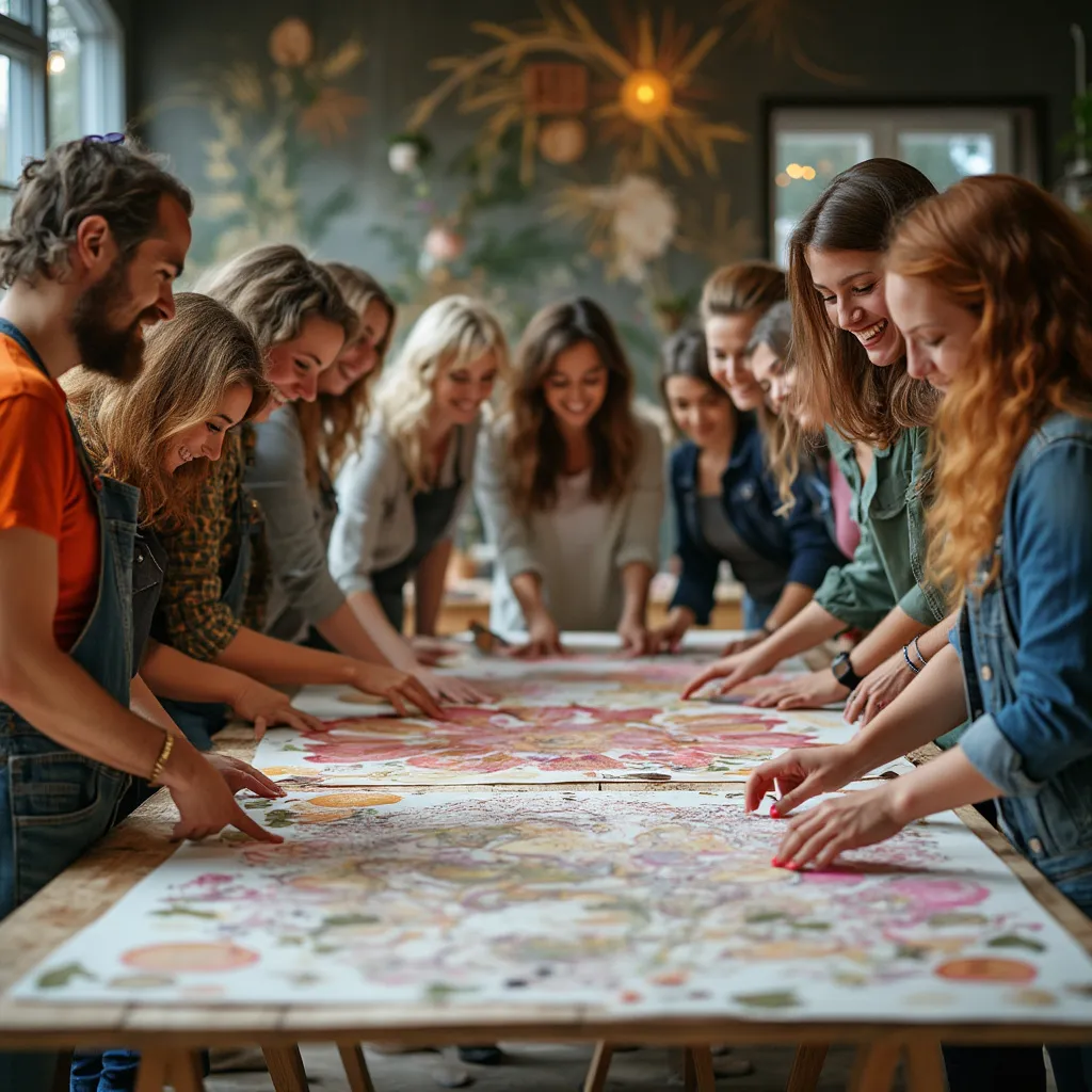 Účastníci kreativního kurzu při práci